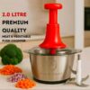 2.0 litre 4 blades premium quality meat and vegetable push chopper with stainless steel bowl