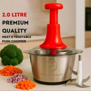 2.0 litre 4 blades premium quality meat and vegetable push chopper with stainless steel bowl