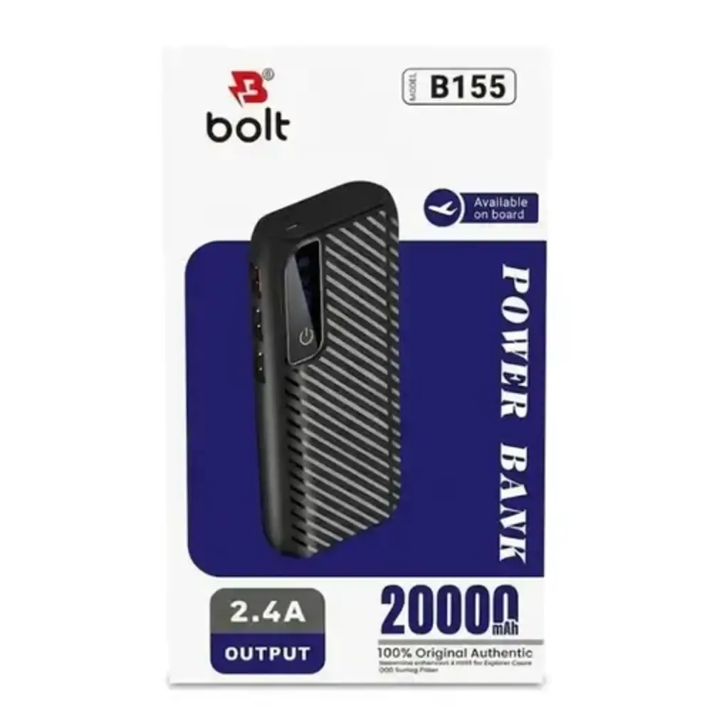Bolt B155 20000mAh Power Bank | 2.4A Output | Compact & Portable Power Bank for Smartphones - Image 2